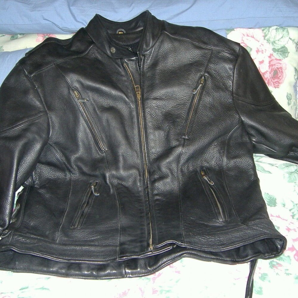 mens leather motorcycle jacket like new size 50